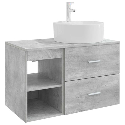 Badezimmermöbel-Set 2 stk. Betongrau Holzwerkstoff