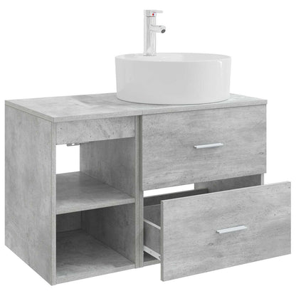 Badezimmermöbel-Set 2 stk. Betongrau Holzwerkstoff
