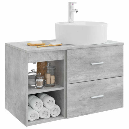 Badezimmermöbel-Set 2 stk. Betongrau Holzwerkstoff