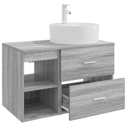 Badezimmermöbel-Set 2 stk. Grau Sonoma Holzwerkstoff