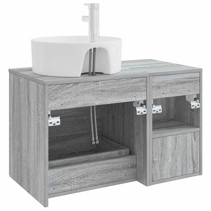 Badezimmermöbel-Set 2 stk. Grau Sonoma Holzwerkstoff