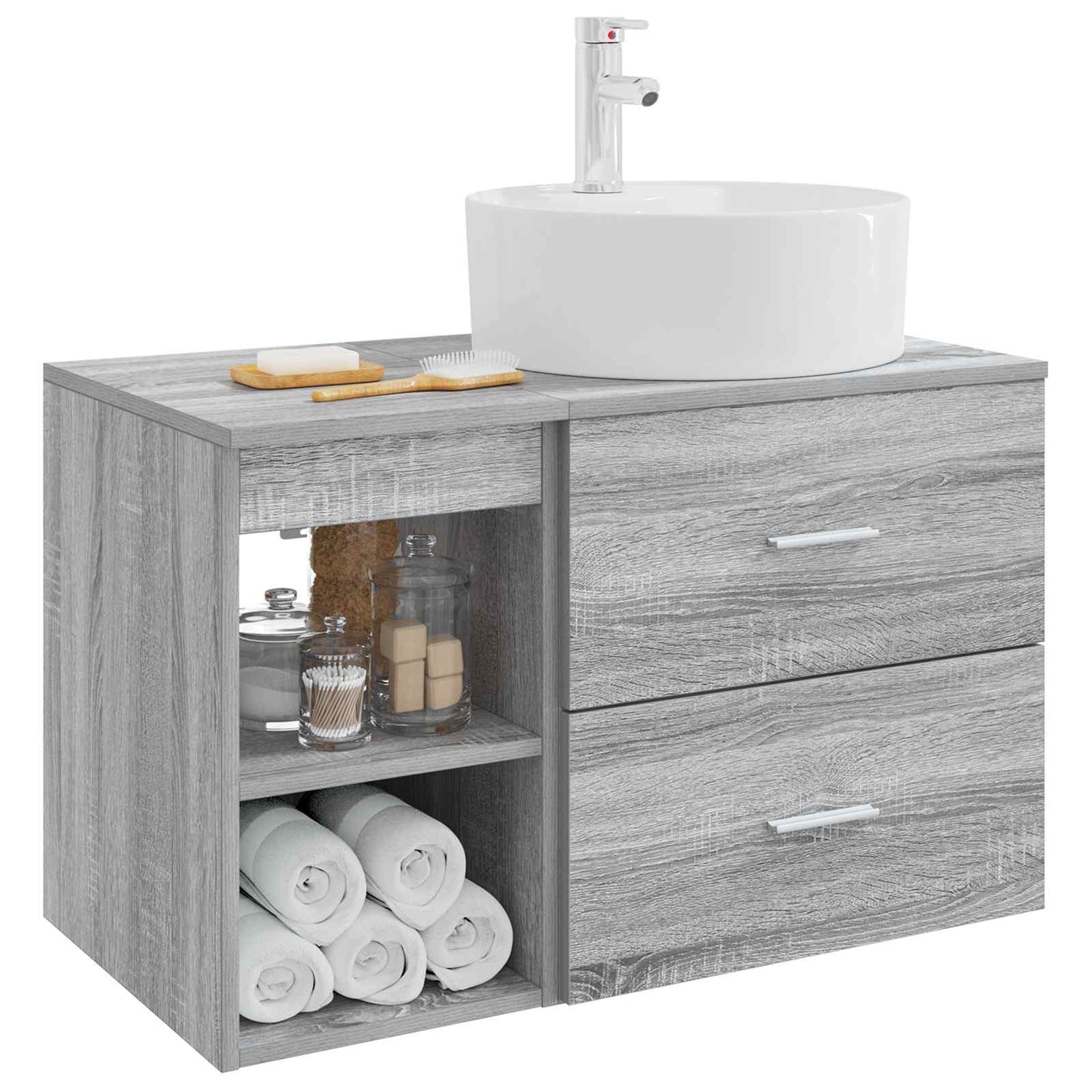 Badezimmermöbel-Set 2 pcs Grau Sonoma Holzwerkstoff