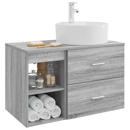 Badezimmermöbel-Set 2 stk. Grau Sonoma Holzwerkstoff