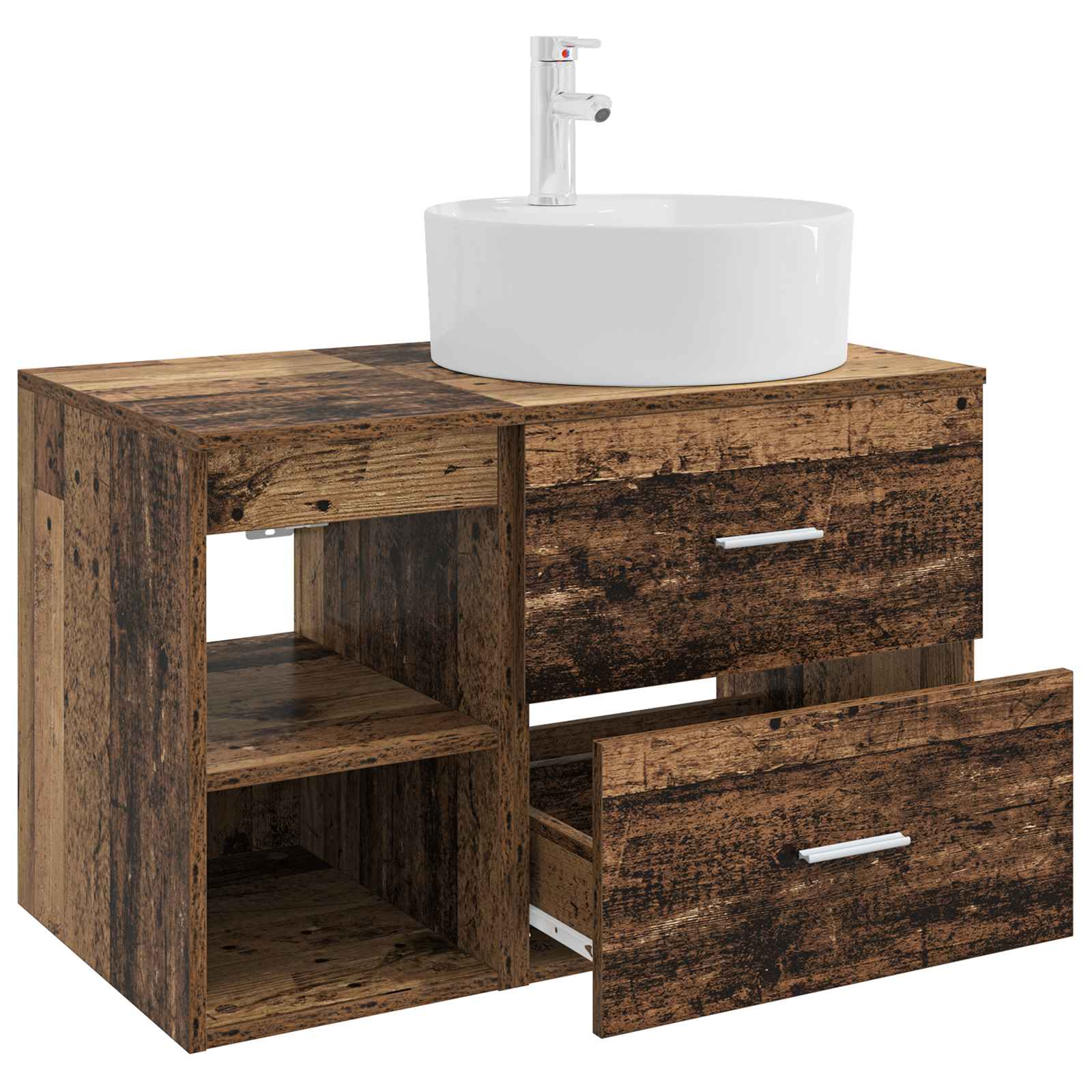 Badezimmermöbel-Set 2 stk. Altholz Holzwerkstoff