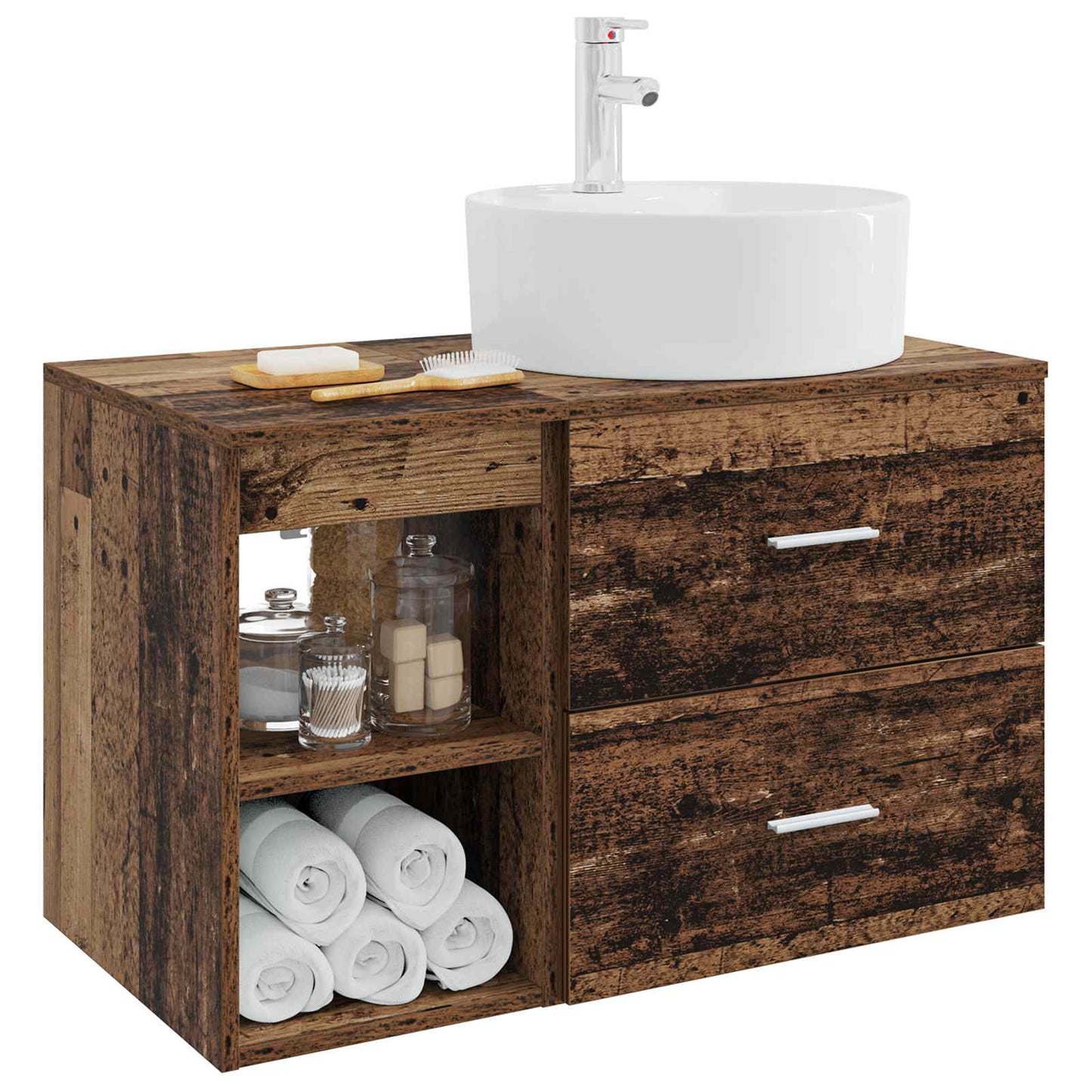 Badezimmermöbel-Set 2 stk. Altholz Holzwerkstoff