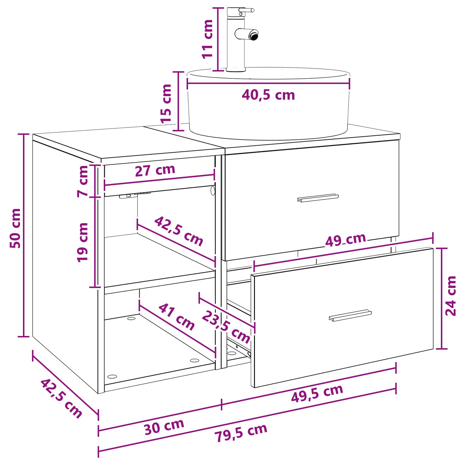 Badezimmermöbel-Set 2 stk. Altholz Holzwerkstoff
