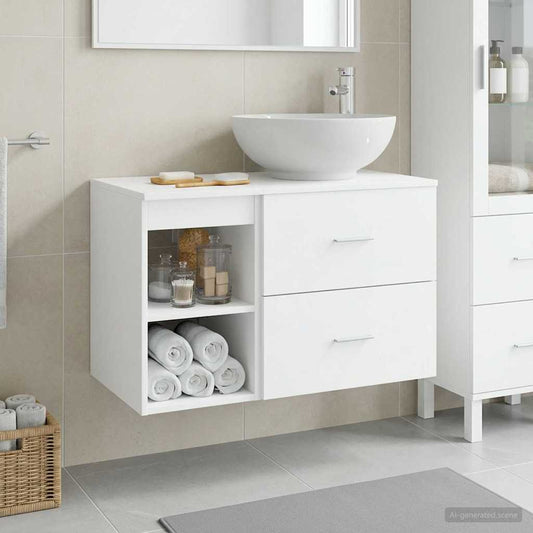 Badezimmermöbel-Set 2 Stk. Weiß Holzwerkstoff