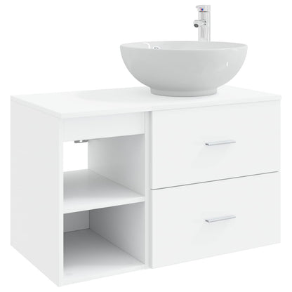 Badezimmermöbel-Set 2 stk. Weiß Holzwerkstoff
