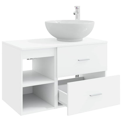 Badezimmermöbel-Set 2 stk. Weiß Holzwerkstoff