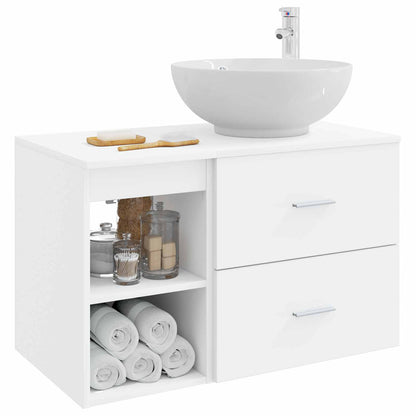 Badezimmermöbel-Set 2 stk. Weiß Holzwerkstoff
