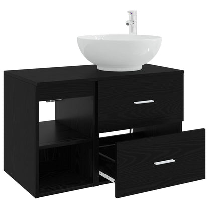 Badezimmermöbel-Set 2 stk. Schwarz Eichen-Optik Holzwerkstoff