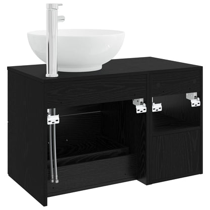 Badezimmermöbel-Set 2 stk. Schwarz Eichen-Optik Holzwerkstoff