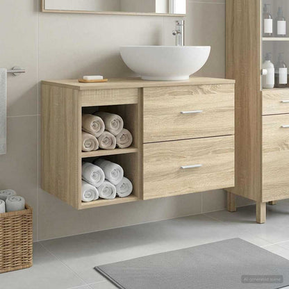 Badezimmermöbel-Set 2 stk. Sonoma-Eiche Holzwerkstoff
