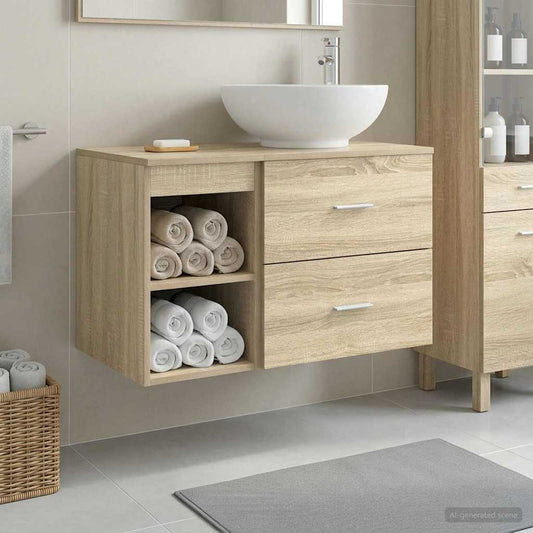 Badezimmermöbel-Set 2 Stk. Sonoma-Eiche Holzwerkstoff