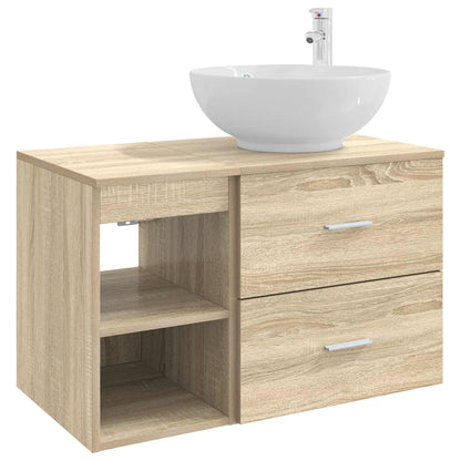 Badezimmermöbel-Set 2 stk. Sonoma-Eiche Holzwerkstoff