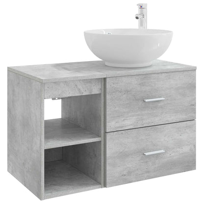 Badezimmermöbel-Set 2 stk. Betongrau Holzwerkstoff