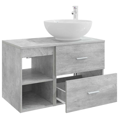 Badezimmermöbel-Set 2 stk. Betongrau Holzwerkstoff