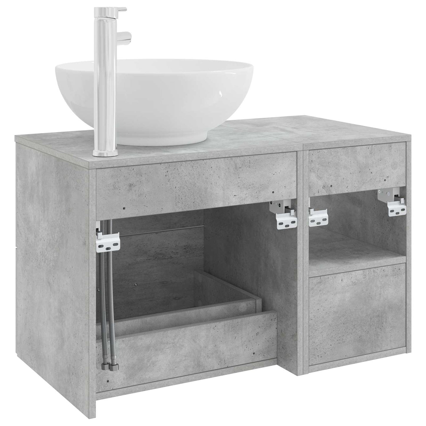 Badezimmermöbel-Set 2 pcs Betongrau Holzwerkstoff