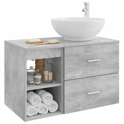 Badezimmermöbel-Set 2 stk. Betongrau Holzwerkstoff