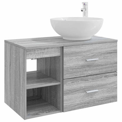 Badezimmermöbel-Set 2 stk. Grau Sonoma Holzwerkstoff