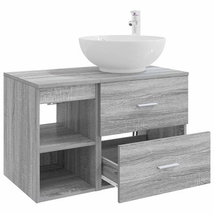 Badezimmermöbel-Set 2 stk. Grau Sonoma Holzwerkstoff