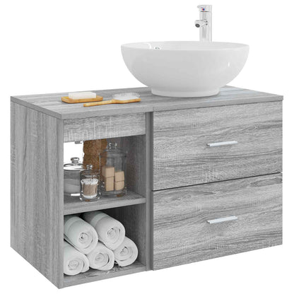 Badezimmermöbel-Set 2 stk. Grau Sonoma Holzwerkstoff