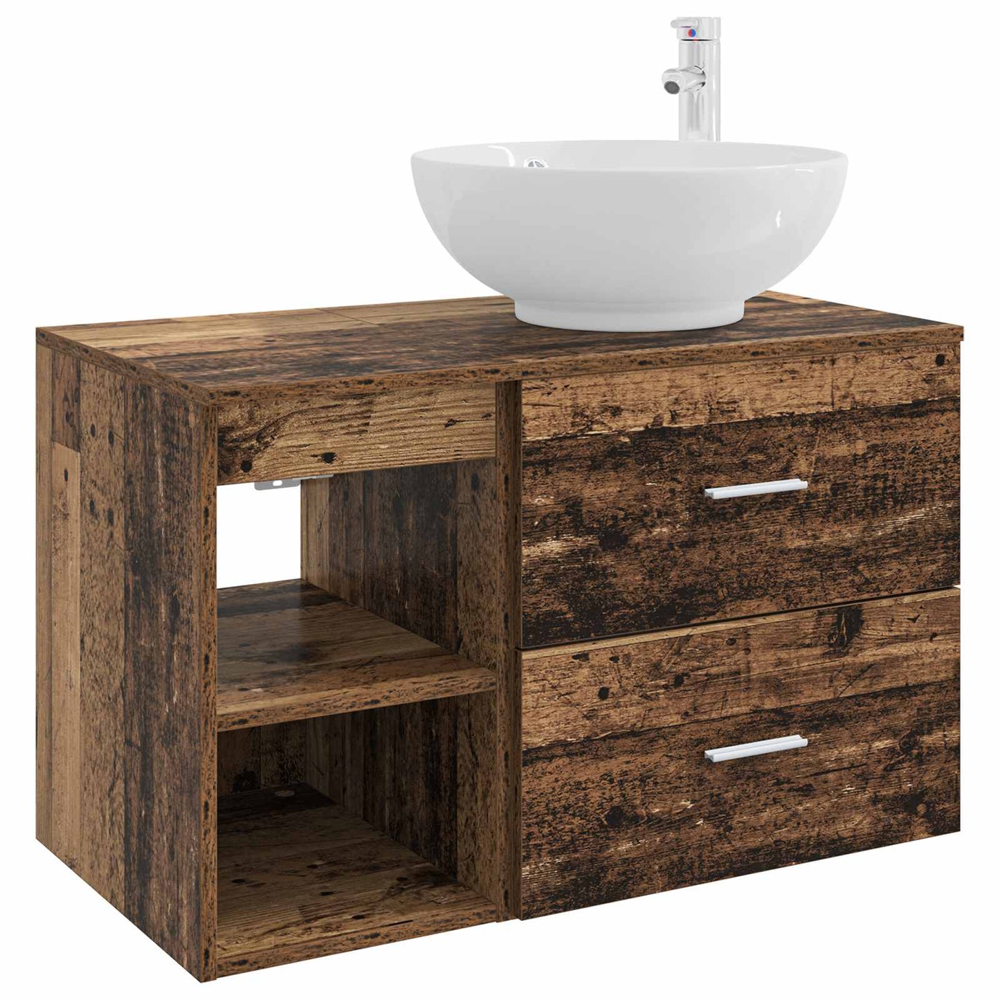 Badezimmermöbel-Set 2 stk. Altholz Holzwerkstoff