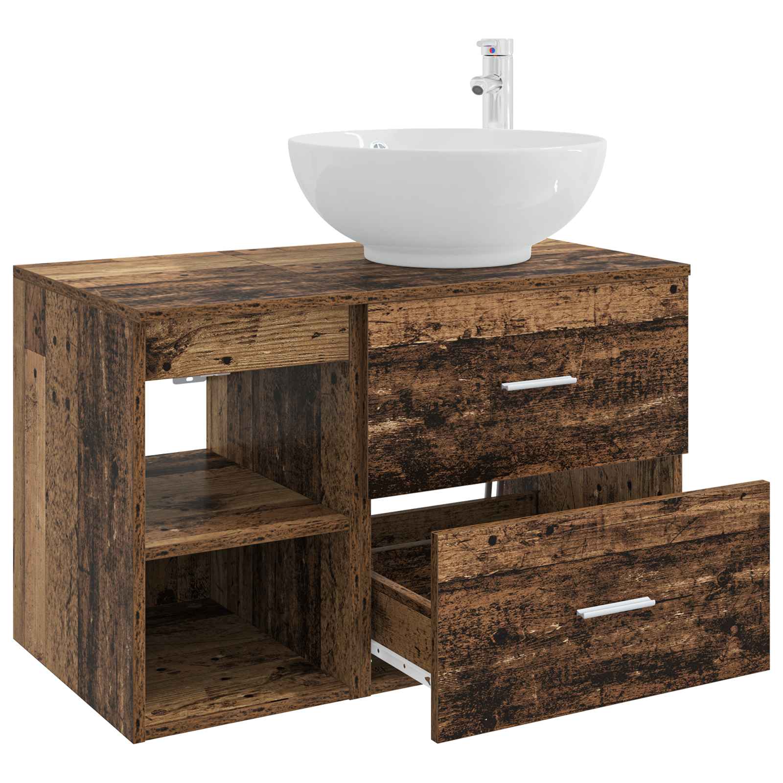 Badezimmermöbel-Set 2 stk. Altholz Holzwerkstoff