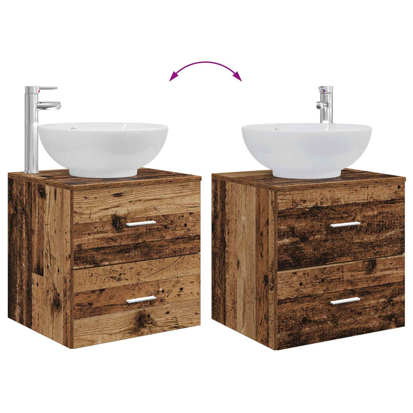 Badezimmermöbel-Set 2 stk. Altholz Holzwerkstoff