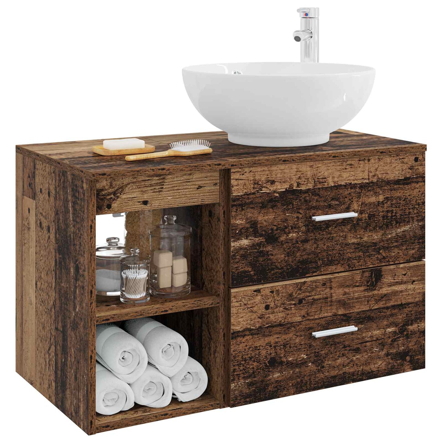 Badezimmermöbel-Set 2 stk. Altholz Holzwerkstoff