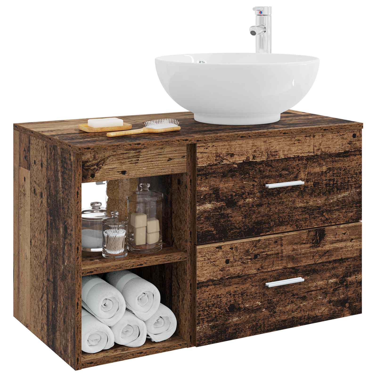 Badezimmermöbel-Set 2 stk. Altholz Holzwerkstoff