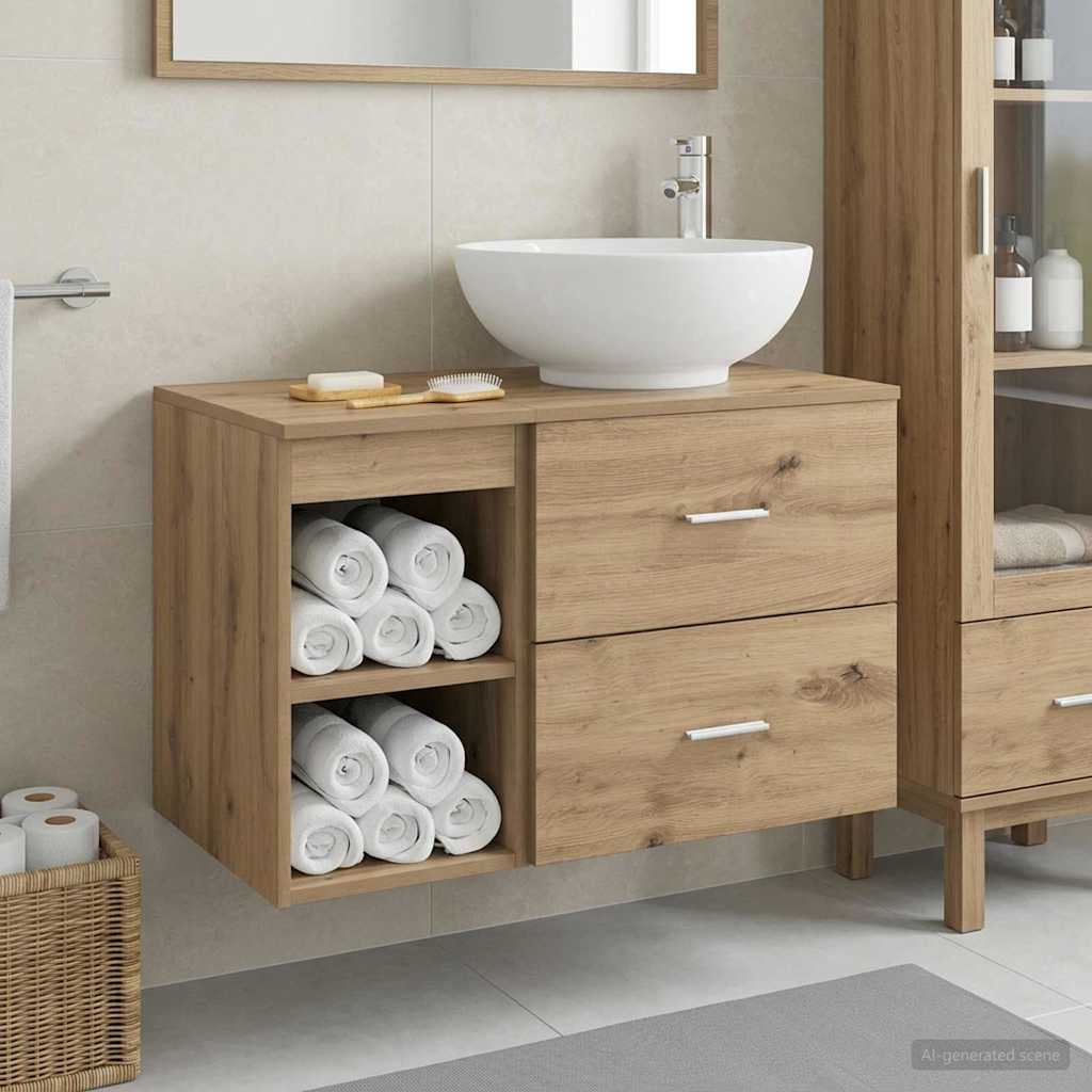 Badezimmermöbel-Set 2 stk. Artisan-Eiche Holzwerkstoff