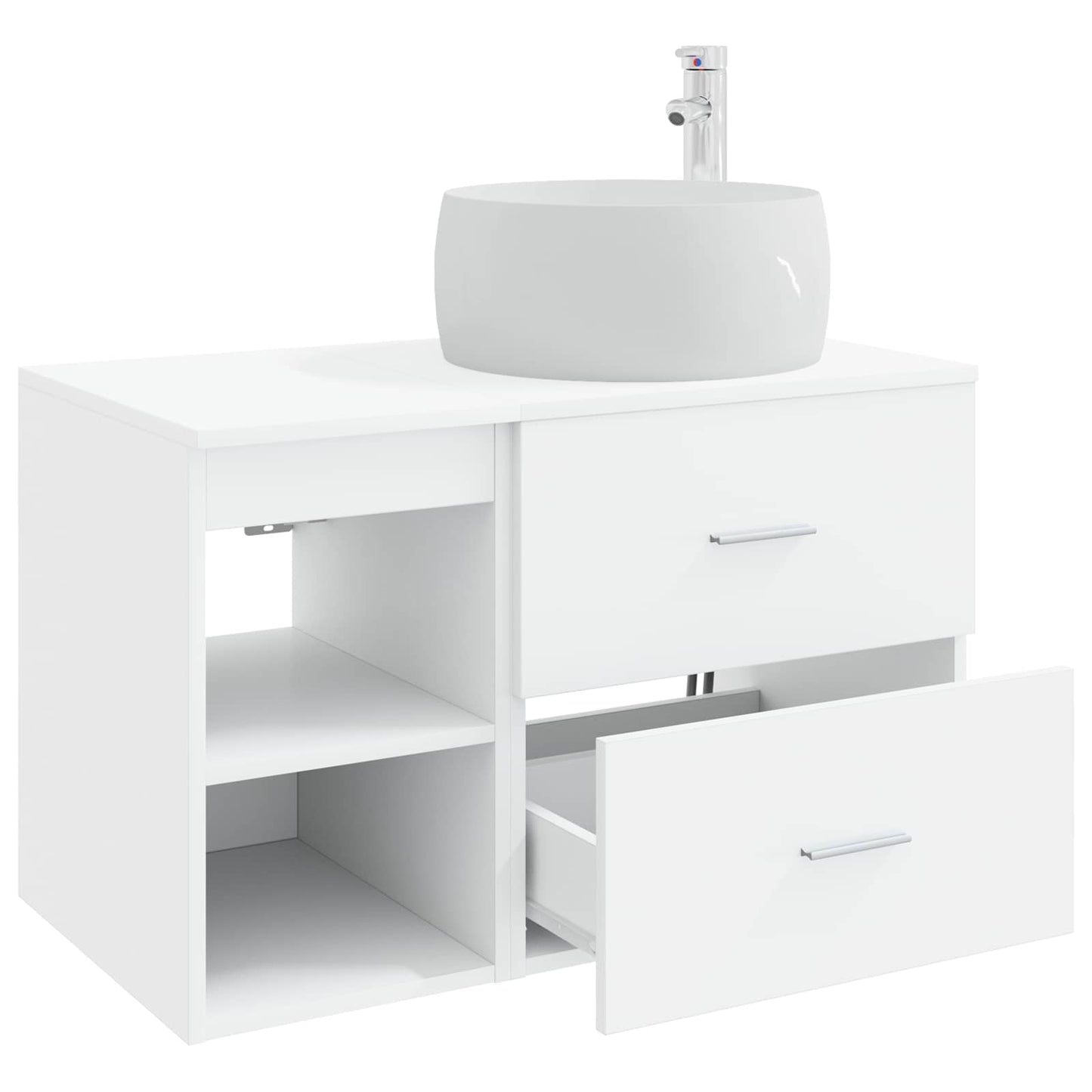 Badezimmermöbel-Set 2 pcs Weiß Holzwerkstoff