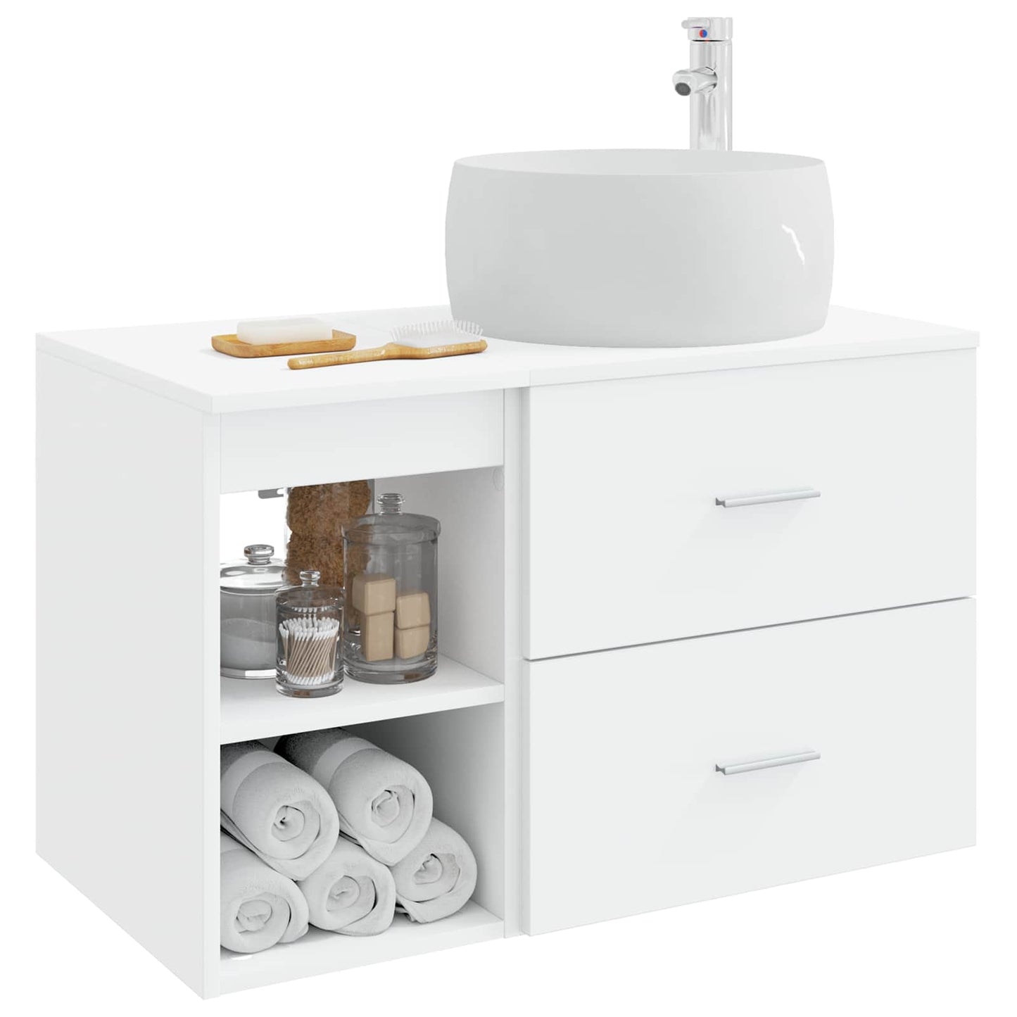 Badezimmermöbel-Set 2 pcs Weiß Holzwerkstoff