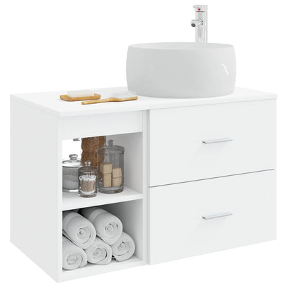 Badezimmermöbel-Set 2 stk. Weiß Holzwerkstoff