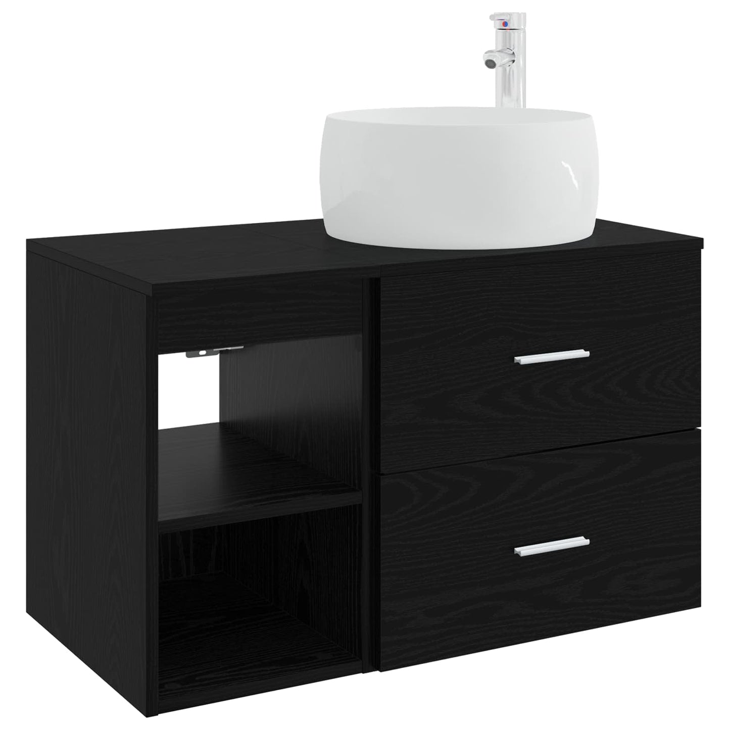 Badezimmermöbel-Set 2 pcs Schwarze Eiche Holzwerkstoff