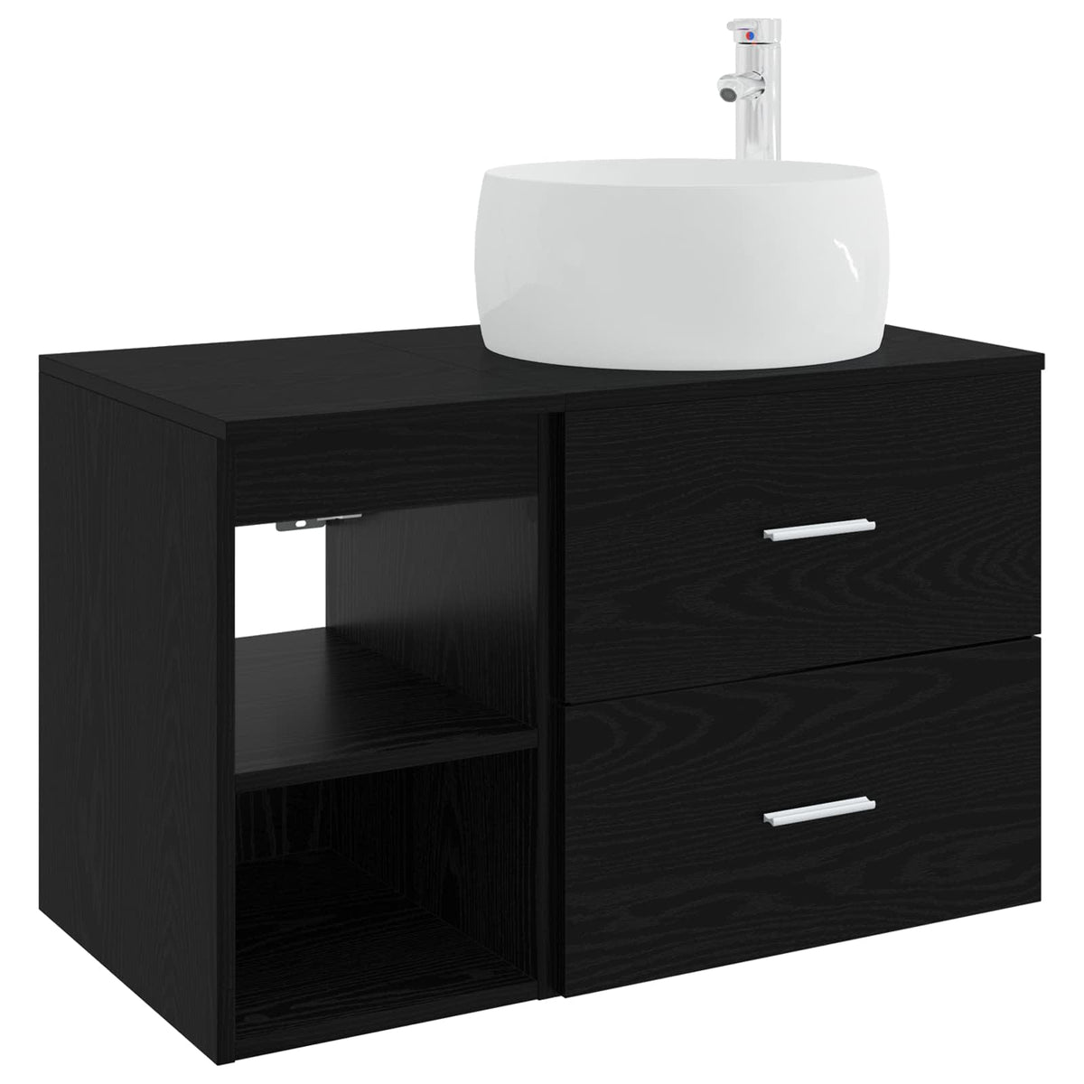 Badezimmermöbel-Set 2 stk. Schwarz Eichen-Optik Holzwerkstoff