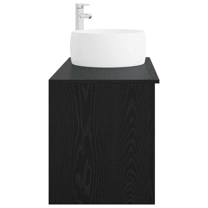 Badezimmermöbel-Set 2 stk. Schwarz Eichen-Optik Holzwerkstoff