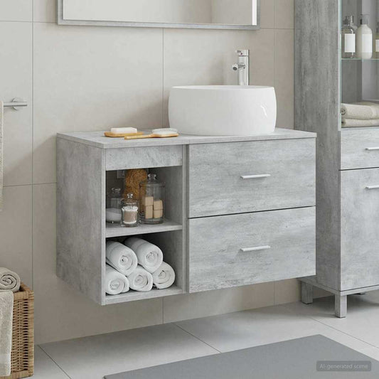 Badezimmermöbel-Set 2 Stk. Betongrau Holzwerkstoff