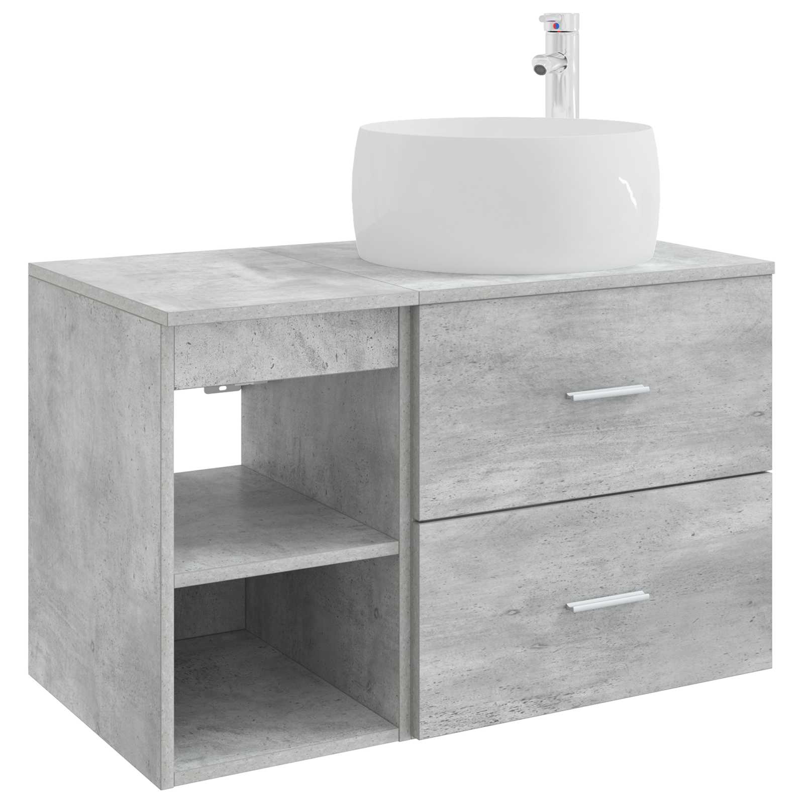 Badezimmermöbel-Set 2 stk. Betongrau Holzwerkstoff