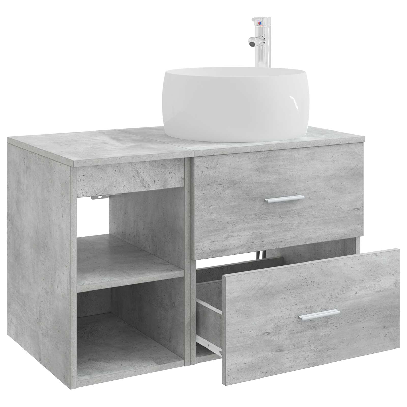 Badezimmermöbel-Set 2 stk. Betongrau Holzwerkstoff