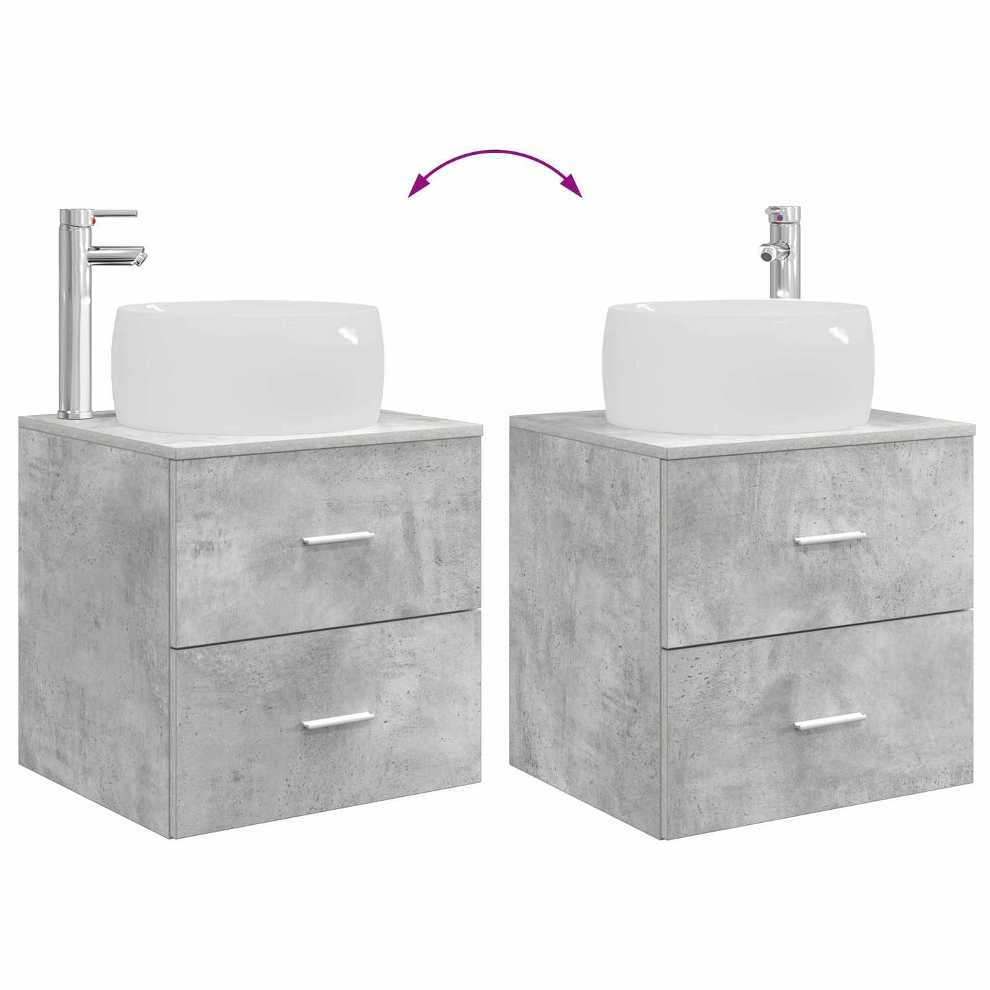 Badezimmermöbel-Set 2 stk. Betongrau Holzwerkstoff