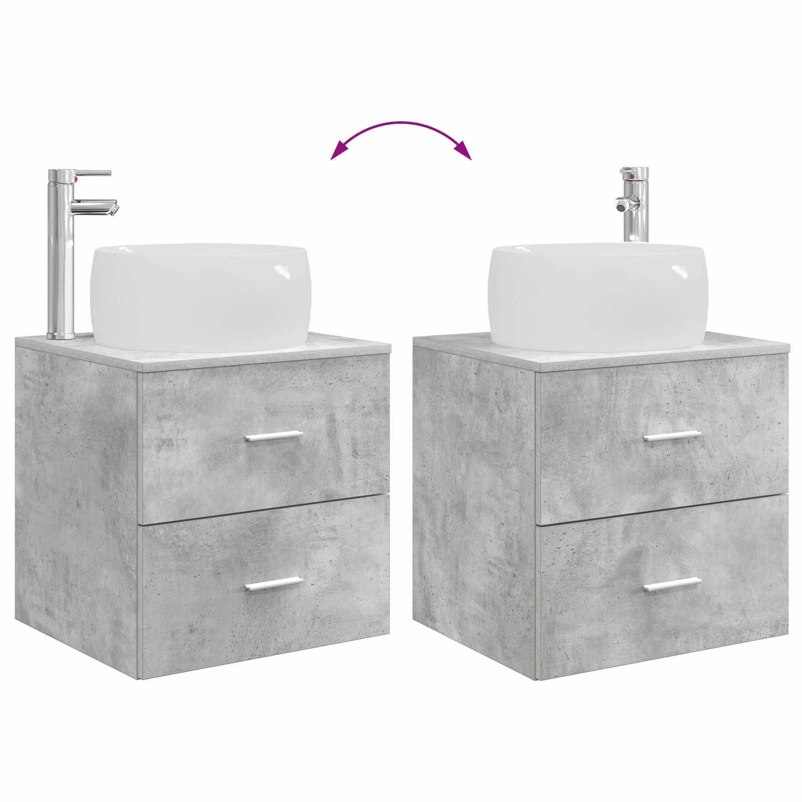 Badezimmermöbel-Set 2 stk. Betongrau Holzwerkstoff