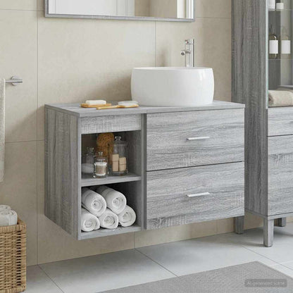 Badezimmermöbel-Set 2 stk. Grau Sonoma Holzwerkstoff