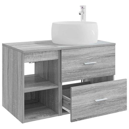 Badezimmermöbel-Set 2 stk. Grau Sonoma Holzwerkstoff