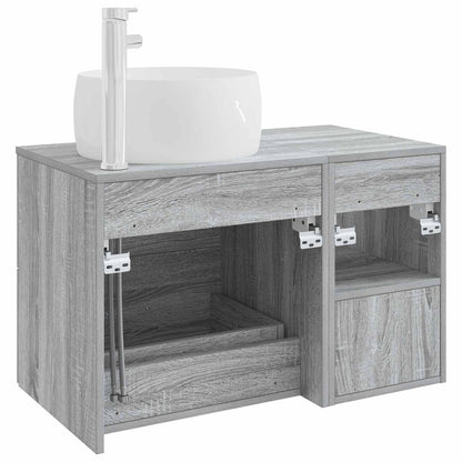 Badezimmermöbel-Set 2 stk. Grau Sonoma Holzwerkstoff