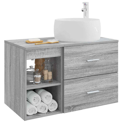 Badezimmermöbel-Set 2 stk. Grau Sonoma Holzwerkstoff