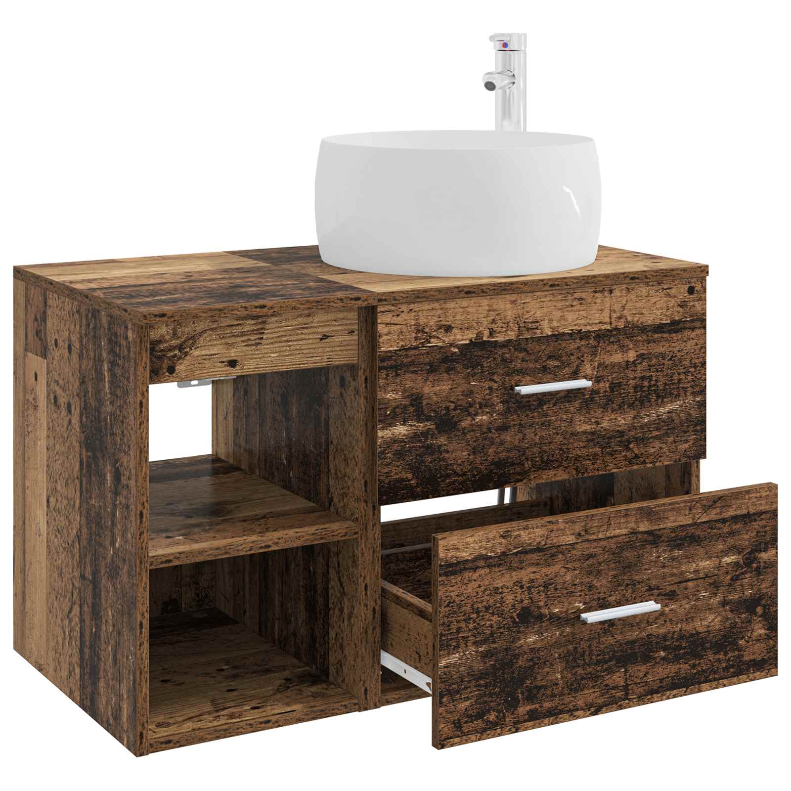 Badezimmermöbel-Set 2 stk. Altholz Holzwerkstoff