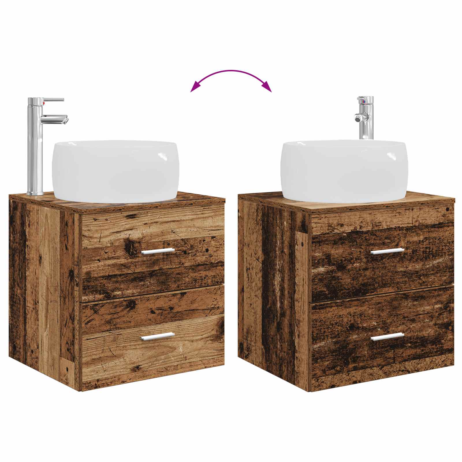 Badezimmermöbel-Set 2 stk. Altholz Holzwerkstoff