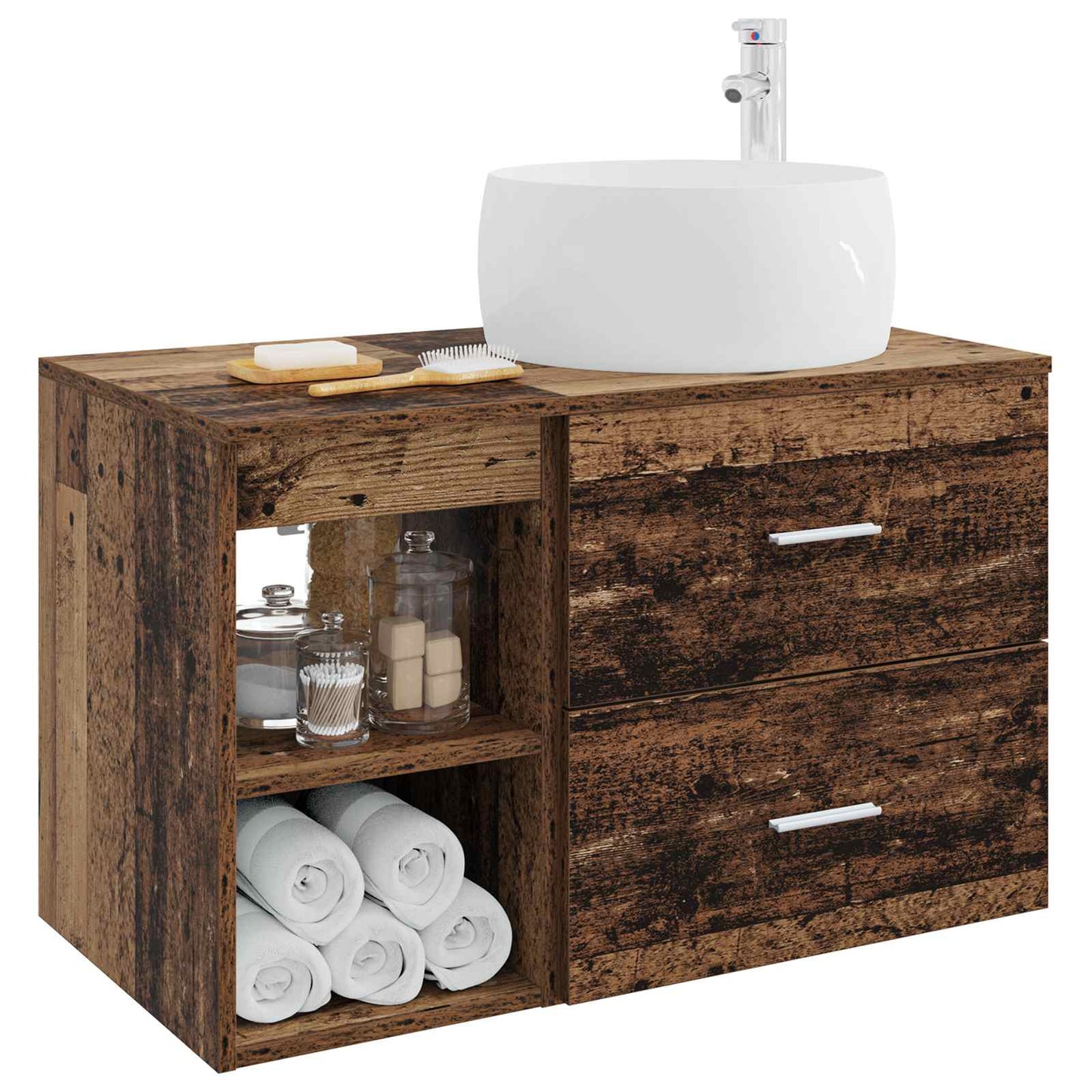 Badezimmermöbel-Set 2 stk. Altholz Holzwerkstoff